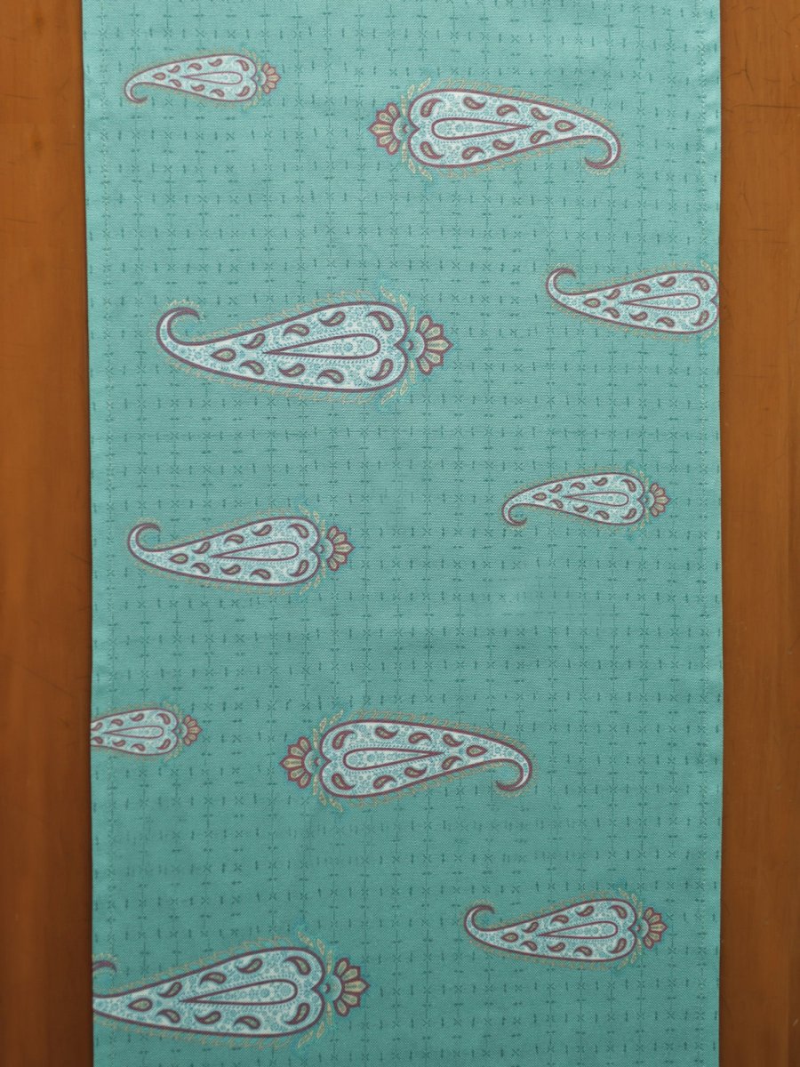 Paisley Printed Green Polycotton Table Runner With Hand Tassels | 12 Inch x 84 Inch - Image 5